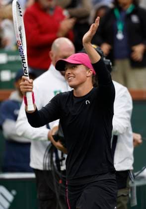 March 15, 2024 Iga Swiatek of Poland celebrates after defeating Marta Kostyuk of the Ukraine in their Semifinal match during the BNP Paribas Open in Indian Wells, CA. CSM Indian Wells United States of America - ZUMAc04_ 20240315_zma_c04_167 Copyright: xCharlesxBausx