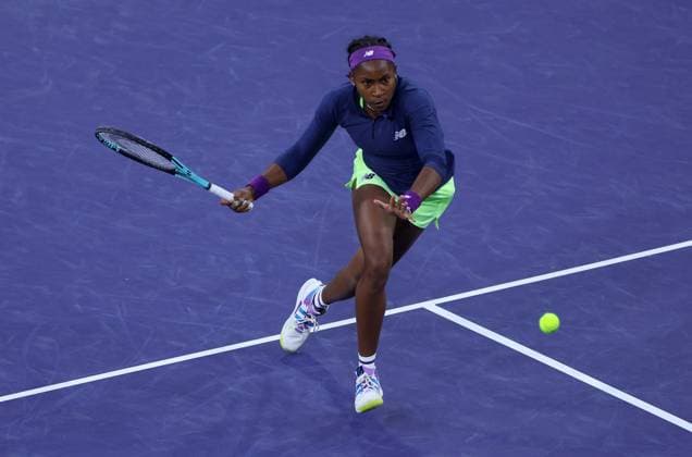Coco Gauff of USA in action BNP Paribas Open, Tennis, Day 10, Indian Wells Tennis Garden, California, USA - 15 Mar 2024  Copyright: xEllaxLing Shutterstockx 14386186bj