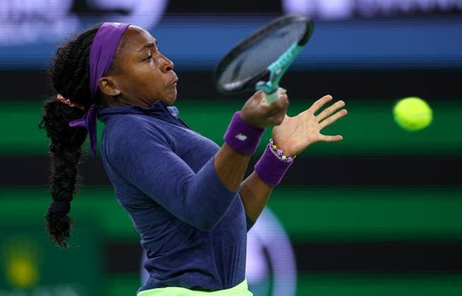 Coco Gauff of USA in action BNP Paribas Open, Tennis, Day 10, Indian Wells Tennis Garden, California, USA - 15 Mar 2024  Copyright: xEllaxLing Shutterstockx 14386186cn