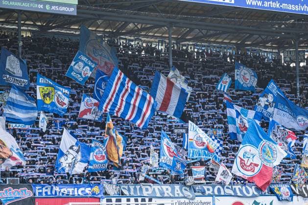 Rostock, Germany 16 March 2024 2 BL 2023 2024 FC Hansa Rostock vs Greuther Fürth In the picture Fankurve, Fans, Fanblock, Hansaa Rostock DFL regulations prohibit any use of photographs as image sequences and or quasi video Copyright: xFotostandx xVoelkerx