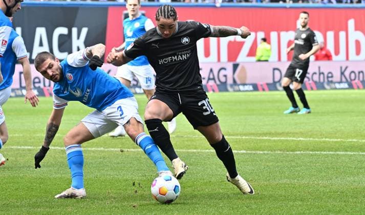 16 03 2024 Soccer Season 2023 2024 2 Soccer Bundesliga 26 Matchday FC Hansa Rostock FCH SpVgg Greuther Fürth Kleeblatt Sportfoto Zink xwoxzix DFL regulations prohibit any use of photographs as image sequences and or quasi video only for editorial use Konstantinos Stayfilidis 3, FC Hansa Rostock FCH Armindo Sieb 30, SpVgg Greuther Fürth