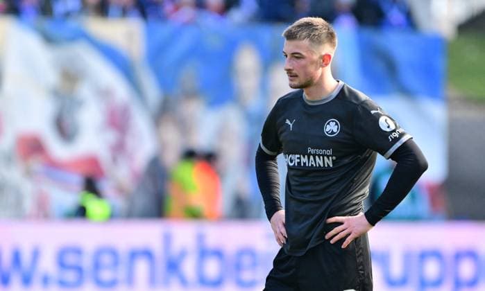 16 03 2024 Soccer Season 2023 2024 2 Soccer Bundesliga 26 Matchday FC Hansa Rostock FCH SpVgg Greuther Fürth Kleeblatt Sportfoto Zink MeZi xmexzix DFL regulations prohibit any use of photographs as image sequences and or quasi video only for editorial use Lukas Petkov 16, SpVgg Greuther Fürth disappointed Disappointment