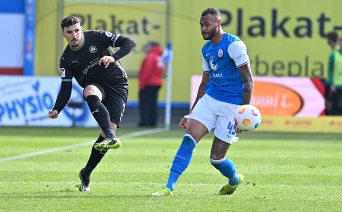 16 03 2024 Soccer Season 2023 2024 2 Soccer Bundesliga 26 Matchday FC Hansa Rostock FCH SpVgg Greuther Fürth Kleeblatt Sportfoto Zink xwoxzix DFL regulations prohibit any use of photographs as image sequences and or quasi video only for editorial use Oualid Mhamdi 3, SpVgg Greuther Fürth Junior Brumado 49, FC Hansa Rostock FCH