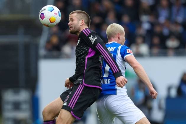 Darmstadt, 16 03 2024 Soccer 1 Bundesliga 26 Matchday SV Darmstadt 98 FC Bayern München v l , Eric Dier FC Bayern München , Tim Skarke SV Darmstadt 98 , header, header duel DFL DFB REGULATIONS PROHIBIT ANY USE OF PHOTOGRAPHS as IMAGE SEQUENCES and or QUASI VIDEO Copyright: JoaquimxFerreira