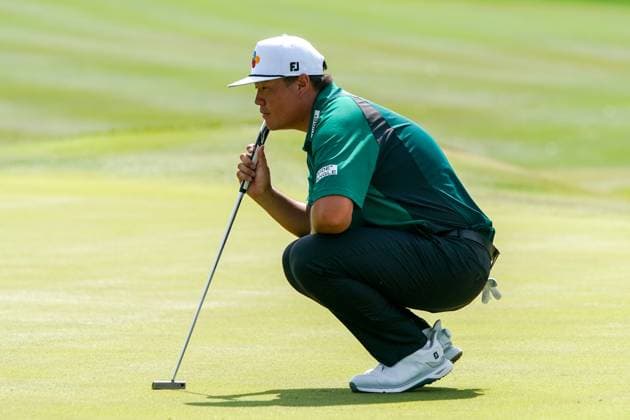 March 16, 2024, Ponte Vedra Beach, Florida, United States: SUNGJAE IM (KOR) lines up a putt on the 9th hole during the third round at the 2024 PLAYERS Championship at TPC Sawgrass. Ponte Vedra Beach United States - ZUMAw109 20240316_fap_w109_001 Copyright: xDebbyxWongx