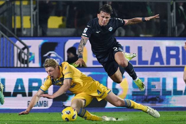 Sport Themen der Woche KW11 Sport Bilder des Tages Dc Frosinone 16 03 2024 - campionato di calcio serie A Frosinone-Lazio foto Domenico Cippitelli Image nella foto: Luca Pellegrini-Marco Brescianini 