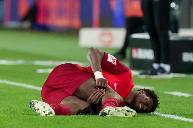 Ragnar Ache 1 FC Kaiserslautern lies injured on the pitch, 2 Bundesliga, Hannover 96 vs 1 FC Kaiserslautern, HDI Arena, 16 03 2024, Hannover, Germany