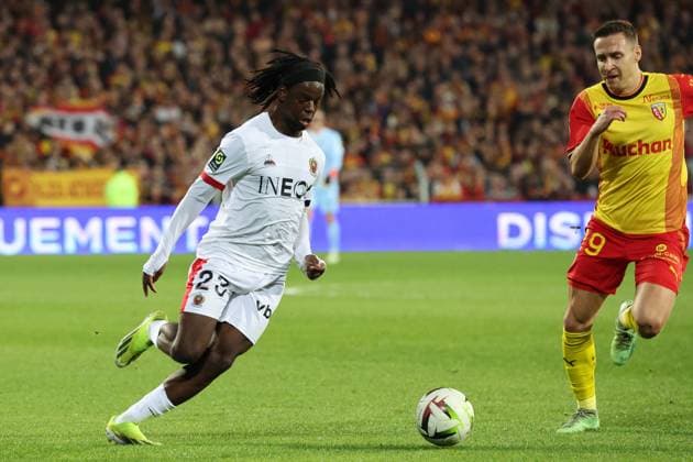 Jordan LOTOMBA (OGC Nice) lors du match RC Lens - OGC Nice, Ligue 1, stade Bollaert-Delelis, le 16 mars 2024 FOOTBALL : RC LENS vs NICE - LIGUE 1 - 16 03 2024 LaurentSanson Panoramic 