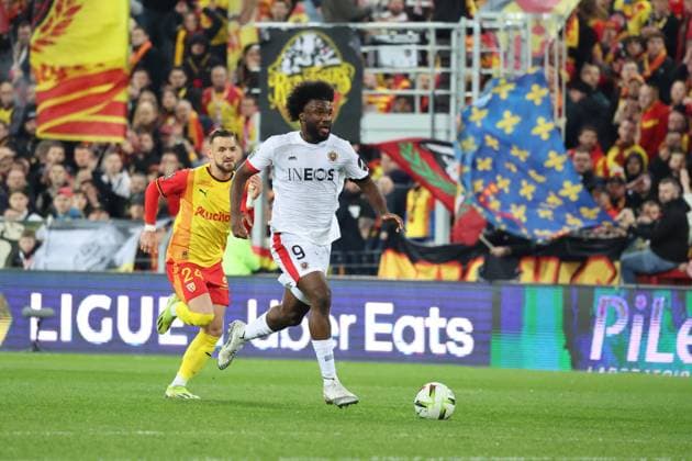 Terem MOFFI (OGC Nice) lors du match RC Lens - OGC Nice, Ligue 1, stade Bollaert-Delelis, le 16 mars 2024 FOOTBALL : RC LENS vs NICE - LIGUE 1 - 16 03 2024 LaurentSanson Panoramic 