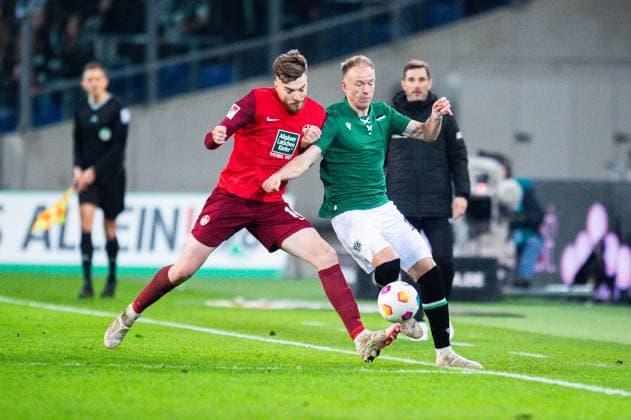 16 03 2024 Football, 2023 2024, 1 Bundesliga, Matchday 26, Hannover 96 1 FC Kaiserslautern L R Julian Niehues Kaiserslautern , Havard Nielsen Hannover DFL REGULATIONS PROHIBIT ANY USE OF PHOTOGRAPHS AS IMAGE SEQUENCES AND OR QUASI VIDEO