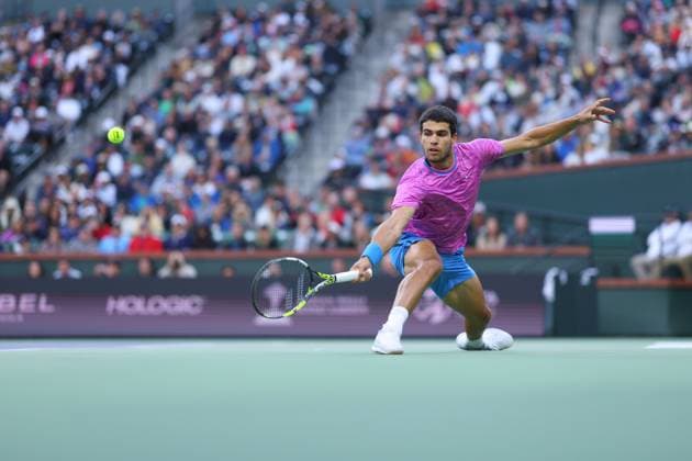 Carlos Alcaraz (Spa) defeated Jannik Sinner TENNIS : Indian Wells 2024 - 16 03 2024 AntoineCouvercelle Panoramic 