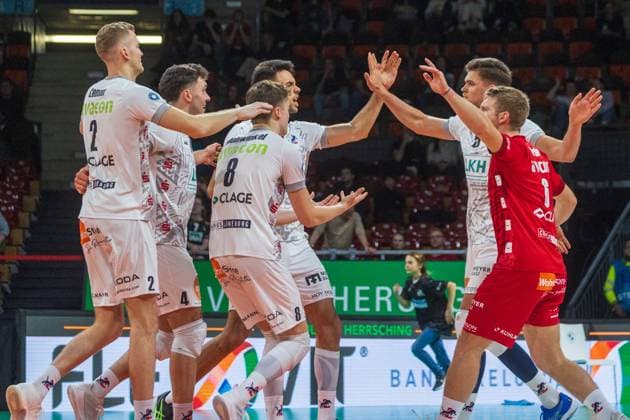 Lueneburg Jubel Volleyball Bundesliga, WWK Volleys Herrsching SVG Lüneburg 1 3, Playoff Quarterfinals, Season 2023 2024 , 16 03 2024, in Munich, Germany Source Copyright Credit Oryk HAIST xVB_HER-LUEx