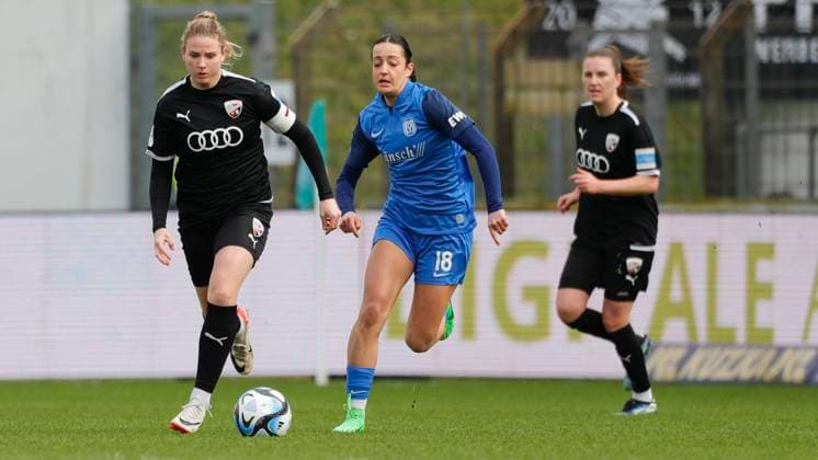 17 03 2024, Hänsch Arena, Meppen, GER, Football, Soccer, 2 Bundesliga, Women SV Meppen vs FC Ingolstadt, Selma Licina SV Meppen 18 DFL REGULATIONS PROHIBIT ANY USE OF PHOTOGRAPHS AS IMAGE SEQUENCES AND OR QUASI VIDEO Meppen Lower Saxony Germany Hänsch Arena