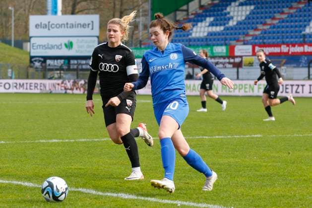 17 03 2024, Hänsch Arena, Meppen, GER, Football, Soccer, 2 Bundesliga, Women SV Meppen vs FC Ingolstadt, Nina Kossen SV Meppen 10 DFL REGULATIONS PROHIBIT ANY USE OF PHOTOGRAPHS AS IMAGE SEQUENCES AND OR QUASI VIDEO Meppen Lower Saxony Germany Hänsch Arena