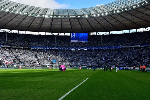 Mood picture Olympiastadion Berlin, player run-in, GER, Hertha BSC vs Schalke 04, Soccer men, 2 Bundesliga, Season 2023 2024, Matchday 26, 17 03 2024 DFL REGULATIONS PROHIBIT ANY USE OF PHOTOGRAPHS AS IMAGE SEQUENCES AND OR QUASI VIDEO GER, Hertha BSC vs Schalke 04, Soccer men, 2 Bundesliga, Season 2023 2024, Matchday 26, 17 03 2024 Berlin Copyright: xEibner-Pressefotox xClaudiusxRauchx EP_CRH