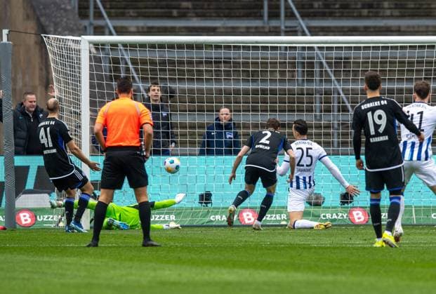 Soccer, Men, Season 2023 2024, 2 Bundesliga 26 Matchday , Hertha BSC FC Schalke 04, Haris Tabakovic Hertha BSC scores the goal to make it 1 0, 17 03 2024, Copyright: xSebastianxRäppold MatthiasxKochx