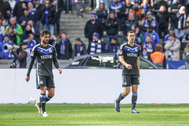 17 03 2024, Soccer, 2 Bundesliga, Matchday 26, Season 2023 2024, Hertha BSC FC Schalke 04, f l Danny Latza FC Schalke 04 , Ron Schallenberg FC Schalke 04 Berlin Olympiastadion Berlin Germany xRHR PHOTO TRx Copyright: RHR-FOTOx RHR-FOTO TR