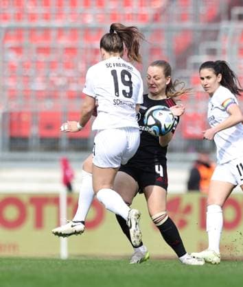 17 03 2024 Soccer Season 2023 2024 1 Women Soccer Bundesliga 16 Matchday 1 FC Nuremberg FCN Club SC Freiburg Sportfoto Zink DaMa xdaxmax Annabel Schasching 19 , SC Freiburg Luisa Guttenberger 4, 1 FC Nuremberg FCN