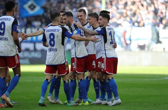 GER, 2 Liga, Hamburger SV vs SV Wehen Wiesbaden 17 03 2024, Volksparkstadion, Hamburg, GER, 2 Liga, Hamburger SV vs SV Wehen Wiesbaden in the picture picture shows Goal celebrations Goal scorer Miro Muheim Hamburger SV 28 celebrates the goal to 1 0 nordphotoxGmbHx xTauchnitz nph00059