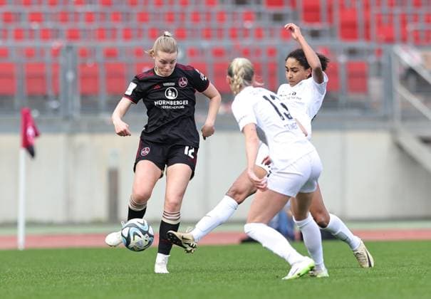 17 03 2024 Soccer Season 2023 2024 1 Women Soccer Bundesliga 16 Matchday 1 FC Nürnberg FCN Club SC Freiburg Sportfoto Zink DaMa xdaxmax Amelie Thöle Thoele 12, 1 FC Nürnberg FCN Judith Steinert 13 , SC Freiburg Cora Zicai 28 , SC Freiburg