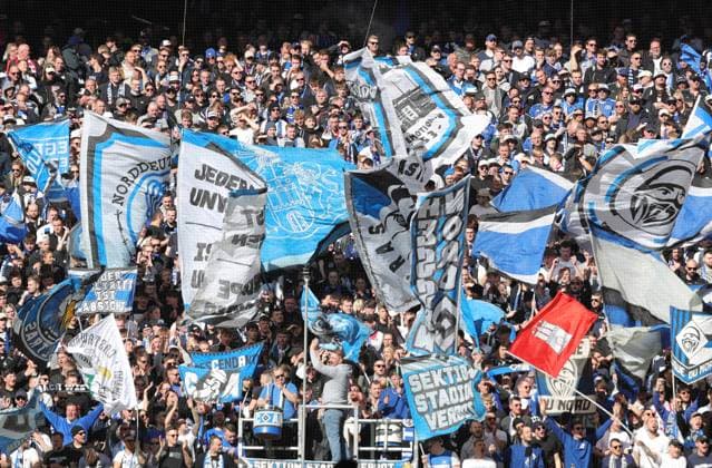 GER, 2 Liga, Hamburger SV vs SV Wehen Wiesbaden 17 03 2024, Volksparkstadion, Hamburg, GER, 2 Liga, Hamburger SV vs SV Wehen Wiesbaden in the picture picture shows flags banners atmosphere emotions fans Hamburger SV nordphotoxGmbHx xTauchnitz nph00059