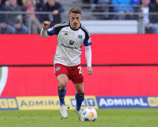 2 Liga Season 2023 2024 26 Matchday 17 03 2024 Hamburger SV SV Wehen Wiesbaden at Volksparkstadion Miro Muheim Hamburger SV DFL REGULATIONS PROHIBIT ANY USE OF PHOTOGRAPHS AS IMAGE SEQUENCES AND OR QUASI VIDEO