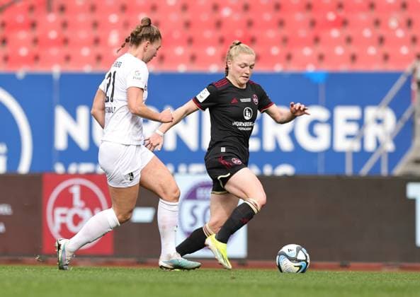 17 03 2024 Soccer Season 2023 2024 1 Women Soccer Bundesliga 16 Matchday 1 FC Nürnberg FCN Club SC Freiburg Sportfoto Zink DaMa xdaxmax Samantha Steuerwald 21 , SC Freiburg Franziska Mai 18, 1 FC Nürnberg FCN