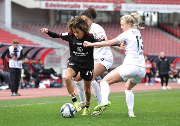 17 03 2024 Soccer Season 2023 2024 1 Women Soccer Bundesliga 16 Matchday 1 FC Nürnberg FCN Club SC Freiburg Sportfoto Zink DaMa xdaxmax Amira Arfaoui 74, 1 FC Nürnberg FCN Cora Zicai 28 , SC Freiburg Judith Steinert 13 , SC Freiburg