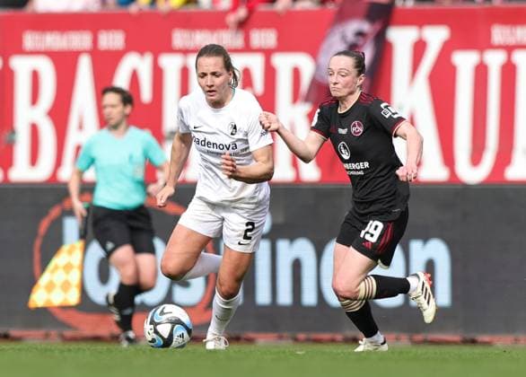 17 03 2024 Soccer Season 2023 2024 1 Women Soccer Bundesliga 16 Matchday 1 FC Nürnberg FCN Club SC Freiburg Sportfoto Zink DaMa xdaxmax Lisa Karl 2 , SC Freiburg Vanessa Haim 19, 1 FC Nürnberg FCN