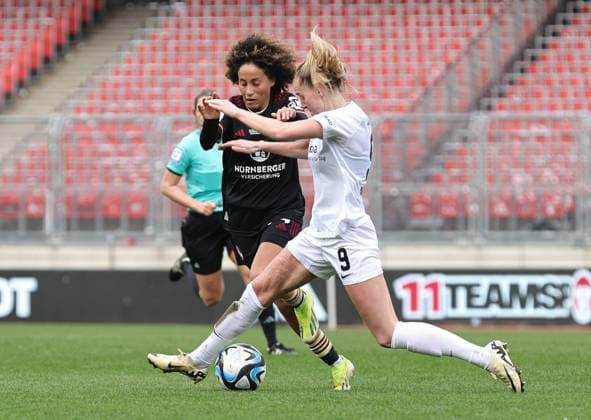 17 03 2024 Soccer Season 2023 2024 1 Women Soccer Bundesliga 16 Matchday 1 FC Nürnberg FCN Club SC Freiburg Sportfoto Zink DaMa xdaxmax Amira Arfaoui 74, 1 FC Nürnberg FCN Janina Minge 9 , SC Freiburg