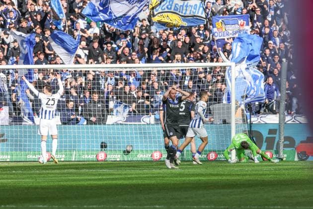 17 03 2024, Football, 2 Bundesliga, Matchday 26, Season 2023 2024, Hertha BSC FC Schalke 04, Thomas Ouwejan FC Schalke 04 is disappointed after scoring the goal to make it 4 to 2 Berlin Olympiastadion Berlin Germany xRHR PHOTO TRx Copyright: RHR-FOTOx RHR-FOTO TR