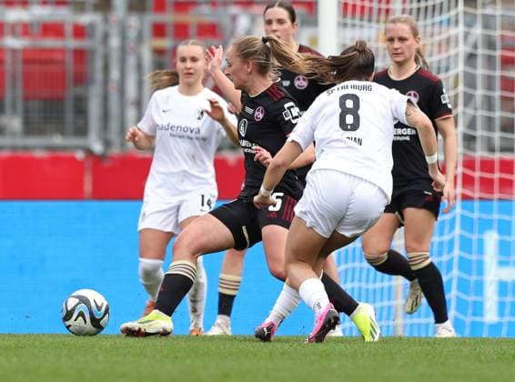 17 03 2024 Soccer Season 2023 2024 1 Women Soccer Bundesliga 16 Matchday 1 FC Nürnberg FCN Club SC Freiburg Sportfoto Zink DaMa xdaxmax Alina Mailbeck 5, 1 FC Nürnberg FCN Selina Vobian 8 , SC Freiburg