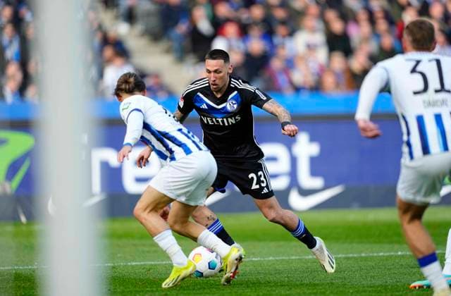 Germany, Berlin, 17 03 2024, Olympic Stadium, Hertha BSC vs FC Schalke 04 2 Bundesliga, Darko Churlinov FC Schalke 04 controls the ball Berlin Olympic Stadium Berlin Germany eu-images-659
