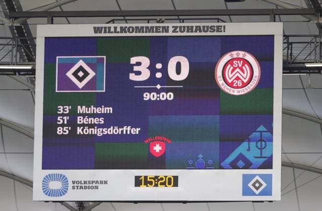 GER, 2 Liga, Hamburger SV vs SV Wehen Wiesbaden 17 03 2024, Volksparkstadion, Hamburg, GER, 2 Liga, Hamburger SV vs SV Wehen Wiesbaden in picture picture shows scoreboard final score Feature, Impression 3 0 nordphotoxGmbHx xTauchnitz nph00059