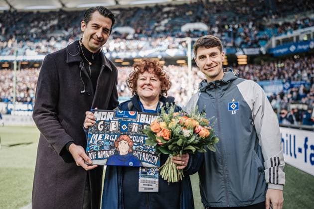 Soccer Men Season 2023 2024 2 Soccer Bundesliga 26 Matchday Hamburger SV vs SV Wehen Wiesbaden 17 03 2024 from l Sports Director Jonas Boldt, Genevieve Fave and Loic Fave Hamburg Volksparkstadion Hamburg Germany