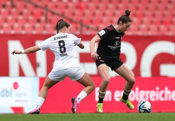 17 03 2024 Soccer Season 2023 2024 1 Women Soccer Bundesliga 16 Matchday 1 FC Nürnberg FCN Club SC Freiburg Sportfoto Zink DaMa xdaxmax Selina Vobian 8 , SC Freiburg Emma Kusch 9, 1 FC Nürnberg FCN