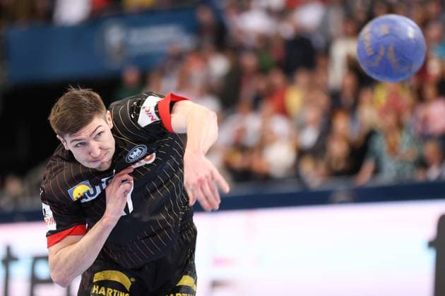 Germany Austria, Handball Olympic Qualification Tournament Goal by Lukas Zerbe Germany, 17 Handball Olympic Qualification, International match between Germany and Austria on March 17, 2024 in Hanover , Hanover Germany ZAG Arena