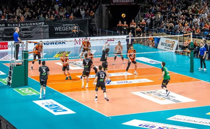 17 03 2024, Berlin, Volleyball 1 Bundesliga, Men, Playoff quarterfinals, Match 1, BR Volleys SSC Karlsruhe, Max Schmeling Halle View into the hall BR Volleys SSC Karlsruhe