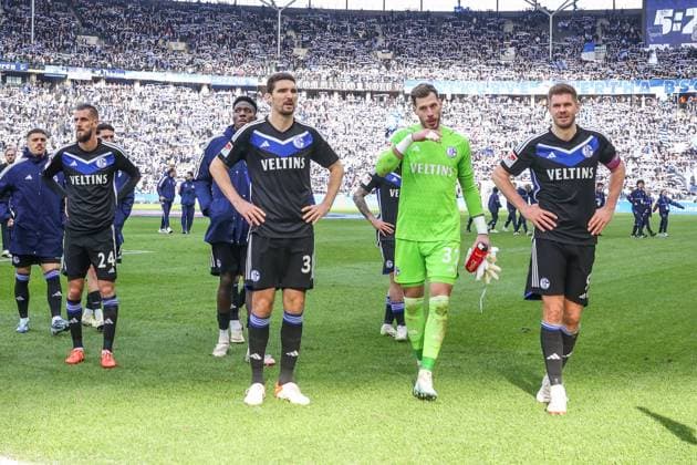 17 03 2024, Football, 2 Bundesliga, Matchday 26, Season 2023 2024, Hertha BSC FC Schalke 04, f l Marcin Kaminski FC Schalke 04 , Marius Müller FC Schalke 04 , Simon Terodde FC Schalke 04 Berlin Olympiastadion Berlin Germany xRHR PHOTO TRx Copyright: RHR-FOTOx RHR-FOTO TR