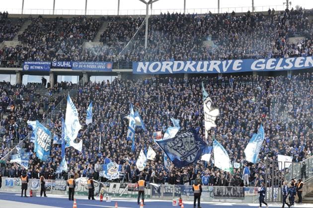 Schalke fans, Germany, Berlin, Olympiastadion, Football, Men, Season 2023 2024, 2 Bundesliga, Matchday 26, Hertha BSC FC Schalke 04