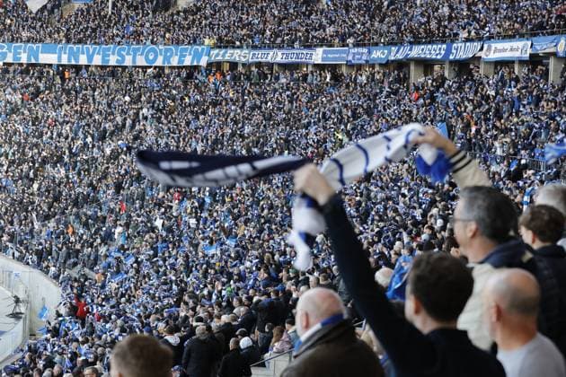 Fans of Hertha BSC, Germany, Berlin, Olympiastadion, Football, Men, Season 2023 2024, 2 Bundesliga, Matchday 26, Hertha BSC FC Schalke 04