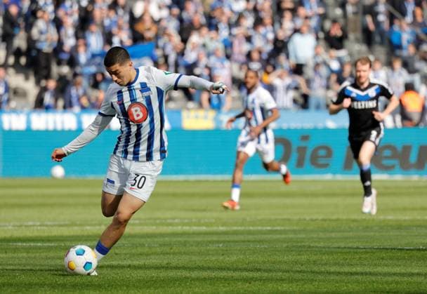 Ibrahim Maza, Hertha BSC, Germany, Berlin, Olympiastadion, Football, Men, Season 2023 2024, 2 Bundesliga, Matchday 26, Hertha BSC FC Schalke 04
