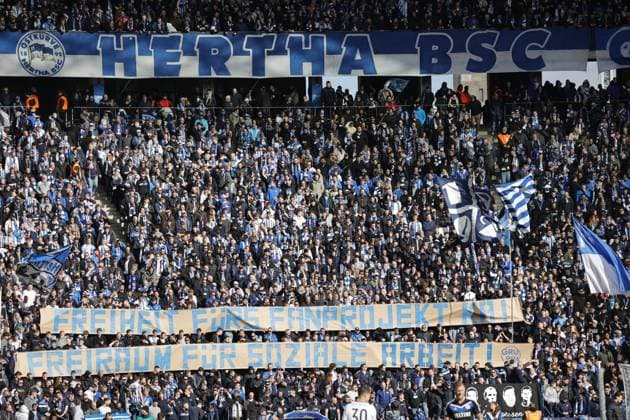 Fans of Hertha BSC, Germany, Berlin, Olympiastadion, Football, Men, Season 2023 2024, 2 Bundesliga, Matchday 26, Hertha BSC FC Schalke 04