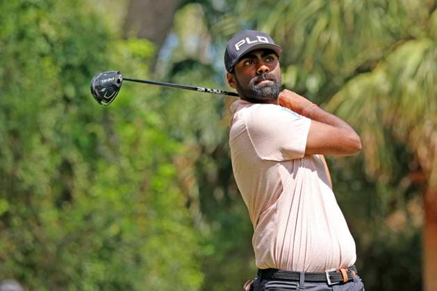 PONTE VEDRA BEACH, FL - MARCH 17: PGA, Golf Herren golfer Sahith Theegala plays his tee shot on the 2nd hole during the final round of The Players Championship on March 17, 2024, at TPC Sawgrass in Ponte Vedra Beach, Florida. (Photo by Brian Spurlock Icon Sportswire) GOLF: MAR 17 PGA THE PLAYERS Championship EDITORIAL USE ONLY Icon24031729