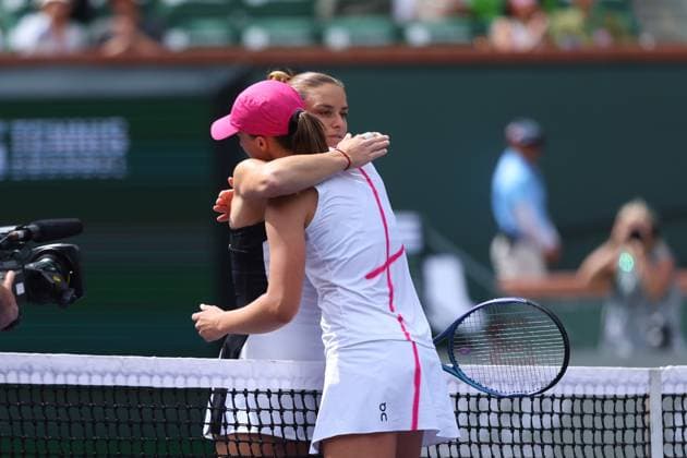 Iga Swiatek (Pol) defeated Maria Sakkari (Gre) for the championships at Indian Wells TENNIS : Indian Wells 2024 - 17 03 2024 AntoineCouvercelle Panoramic 
