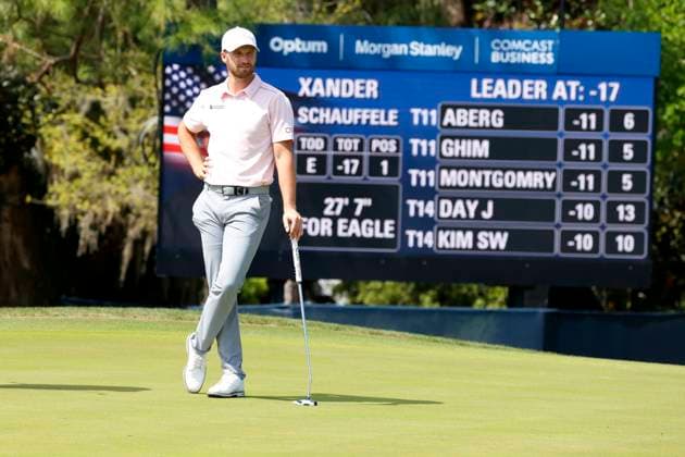 PONTE VEDRA BEACH, FL - MARCH 17: PGA, Golf Herren golfer Wydham Clark waits to putt on the 2nd hole during the final round of The Players Championship on March 17, 2024, at TPC Sawgrass in Ponte Vedra Beach, Florida. (Photo by Brian Spurlock Icon Sportswire) GOLF: MAR 17 PGA THE PLAYERS Championship EDITORIAL USE ONLY Icon24031755