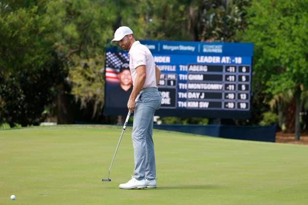 PONTE VEDRA BEACH, FL - MARCH 17: PGA, Golf Herren golfer Wydham Clark misses an eagle putt on the 2nd hole during the final round of The Players Championship on March 17, 2024, at TPC Sawgrass in Ponte Vedra Beach, Florida. (Photo by Brian Spurlock Icon Sportswire) GOLF: MAR 17 PGA THE PLAYERS Championship EDITORIAL USE ONLY Icon24031756