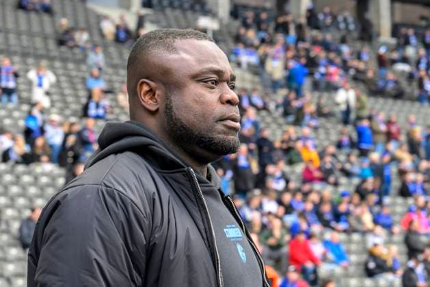 Gerald Asamoah Head of License at FC Schalke 04, Freisteller, Hertha BSC FC Schalke 04, 2 Bundesliga, Fußball, DFB, Spielzeit 2023 2024, 26 Spieltag, Olympia Stadion Berlin, DFB DFL REGULATIONS PROHIBIT ANY USE OF PHOTOGRAPHS AS IMAGE SEQUENCES AND OR QUASI VIDEO, 17 03 2024, Copyright: HMBxMedia UwexKoch