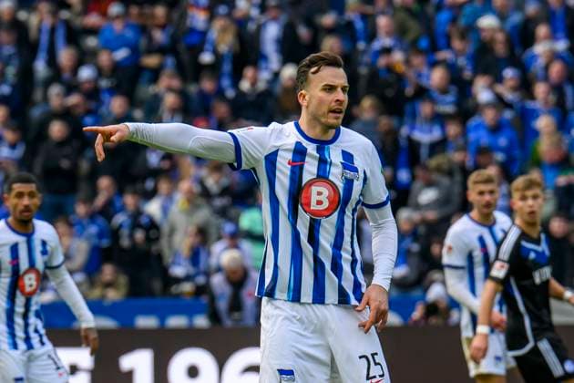 Haris Tabakovic Hertha BSC, 25 , Freisteller, Hertha BSC FC Schalke 04, 2 Bundesliga, Fußball, DFB, Spielzeit 2023 2024, 26 Spieltag, Olympia Stadion Berlin, DFB DFL REGULATIONS PROHIBIT ANY USE OF PHOTOGRAPHS AS IMAGE SEQUENCES AND OR QUASI VIDEO, 17 03 2024, Copyright: HMBxMedia UwexKoch