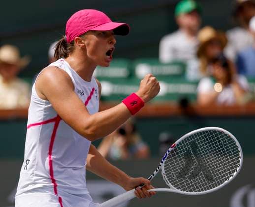 Tennis 2024: BNP Paribas Open MAR 17 March 17, 2024 Iga Swiatek of Poland celebrates after winning a point against Maria Sakkari of Greece in the Women s Final during the BNP Paribas Open at Indian Wells Tennis Garden in Indian Wells, CA. Charles Baus CSM (Credit Image: Charles Baus Cal Media) Indian Wells Ca United States of America EDITORIAL USE ONLY Copyright: xx ZUMA-20240317_zma_c04_091.jpg CharlesxBausx csmphotothree243489